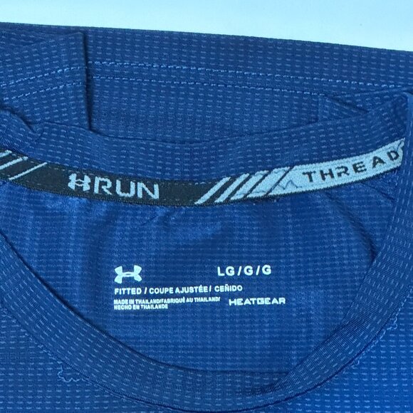 Under Armour HeatGear #RUN Fitted Tee L Royal Blue Athletic Performance - Picture 3 of 3